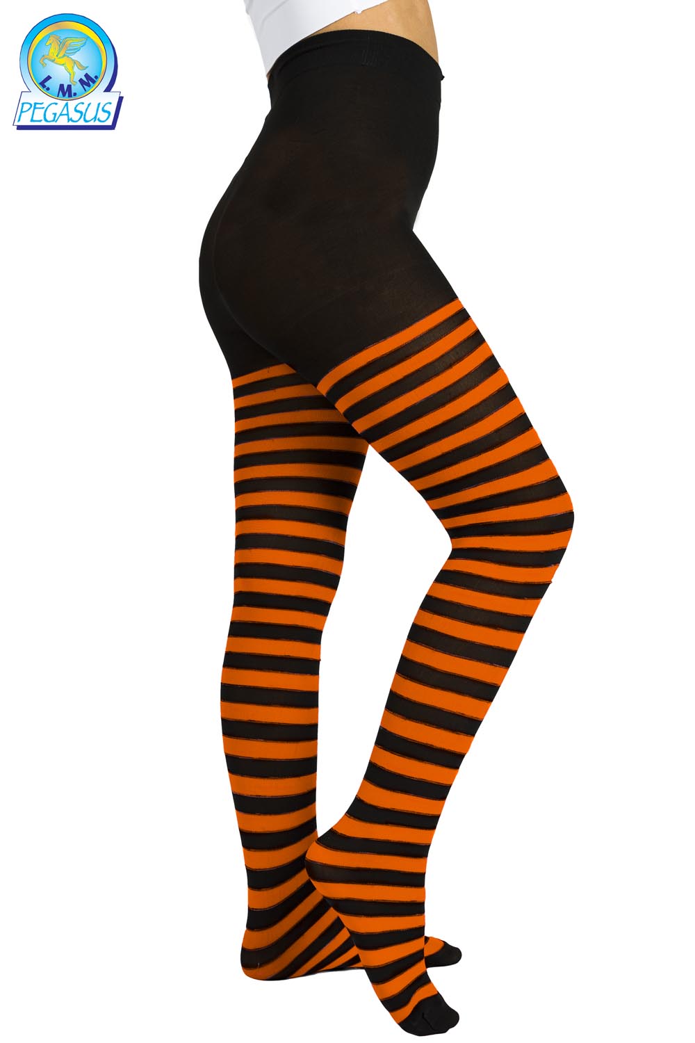 CALZE COLLANT RIGA NERO ARANCIO BAMBINA
